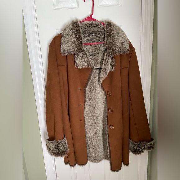 Marvin Richards Jackets & Blazers - VINTAGE MARVIN RICHARDS Cozy Brown Teddy Jacket with Faux Fur Trim